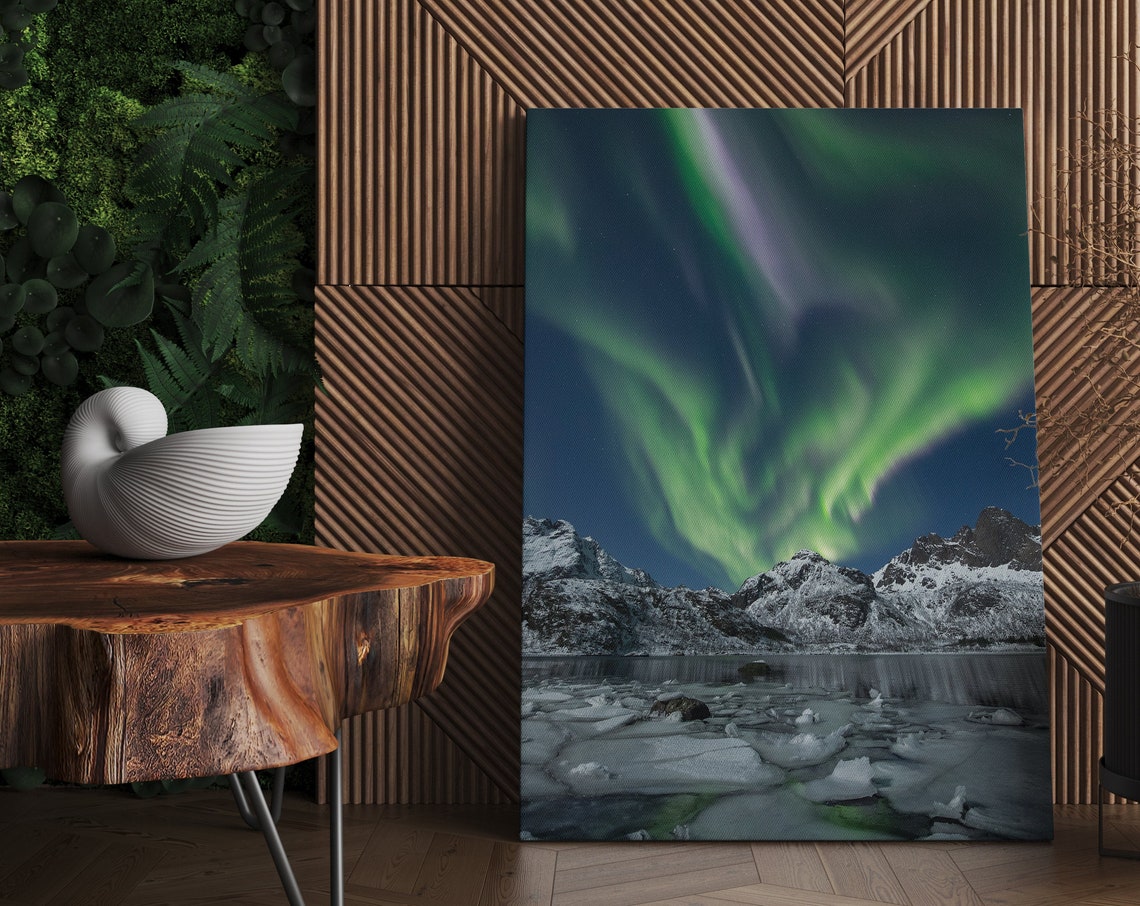 Northern Lights Wall Art Print Northern Lights Print Northern Lights Wall Art Aurora Borealis Print Mountain Wall Art