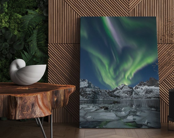 Northern Lights Wall Art Print Northern Lights Print Northern Lights Wall Art Aurora Borealis Print Mountain Wall Art