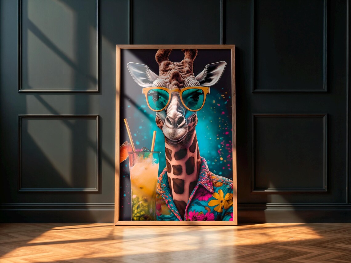 Funky Giraffe Pop Art Poster, Retro Safari Decor - Image 6