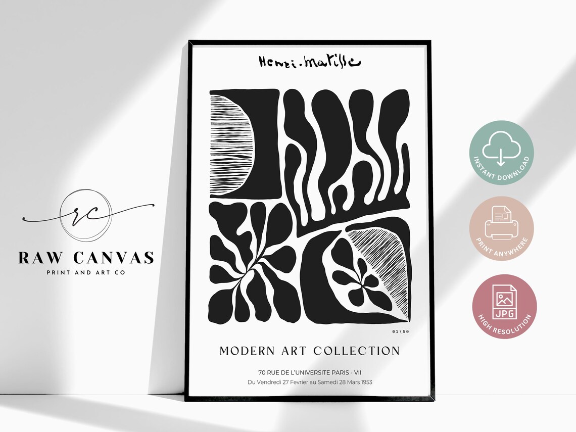 Matisse Inspired Abstract Botanical, Mid-Century