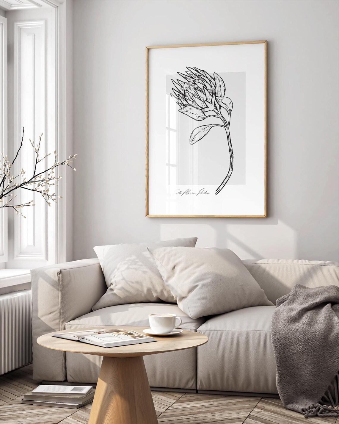 Protea Botanical Line Art, Minimalist Floral Art - Image 6