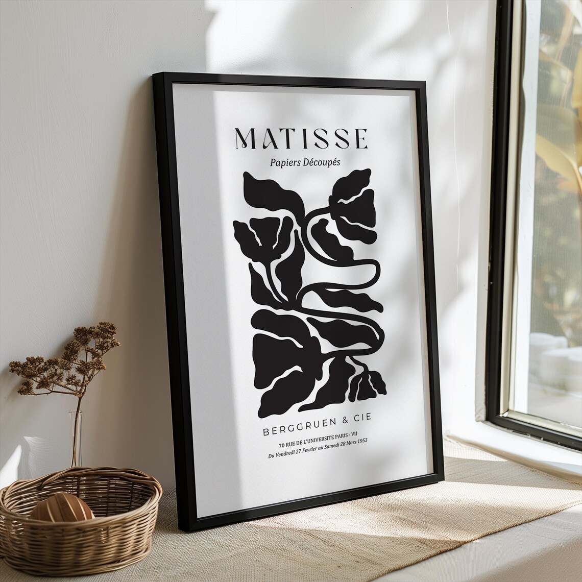 Matisse Inspired Black White Modern Abstract Botanical - Image 5