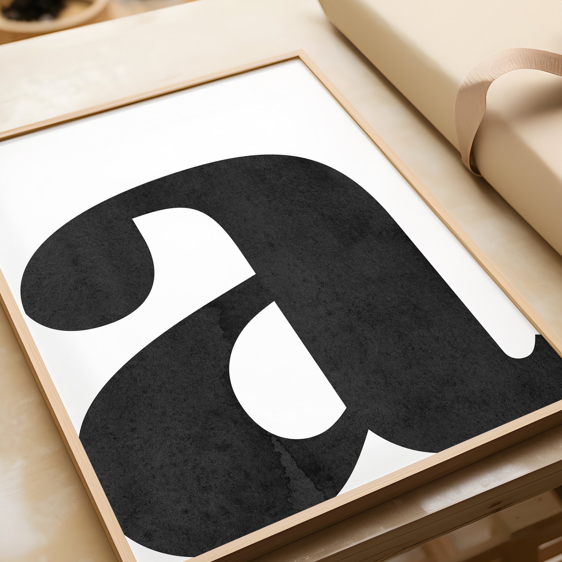 Scandinavian Alphabet Letter A Black and White Typography Poster - Image 2