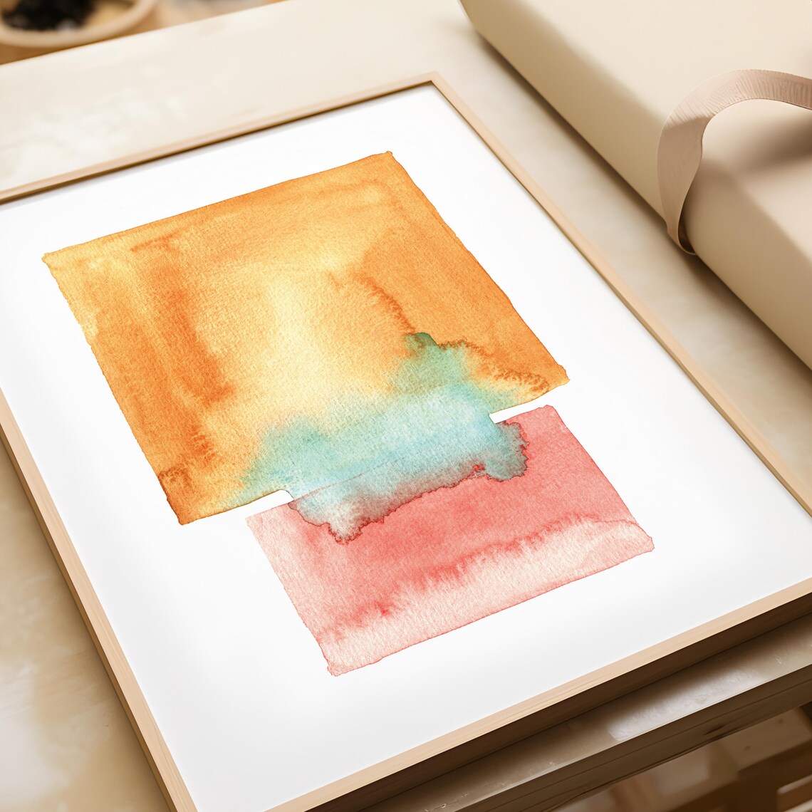Modern Watercolor Minimalist Abstract Mid-Century Print - Image 2