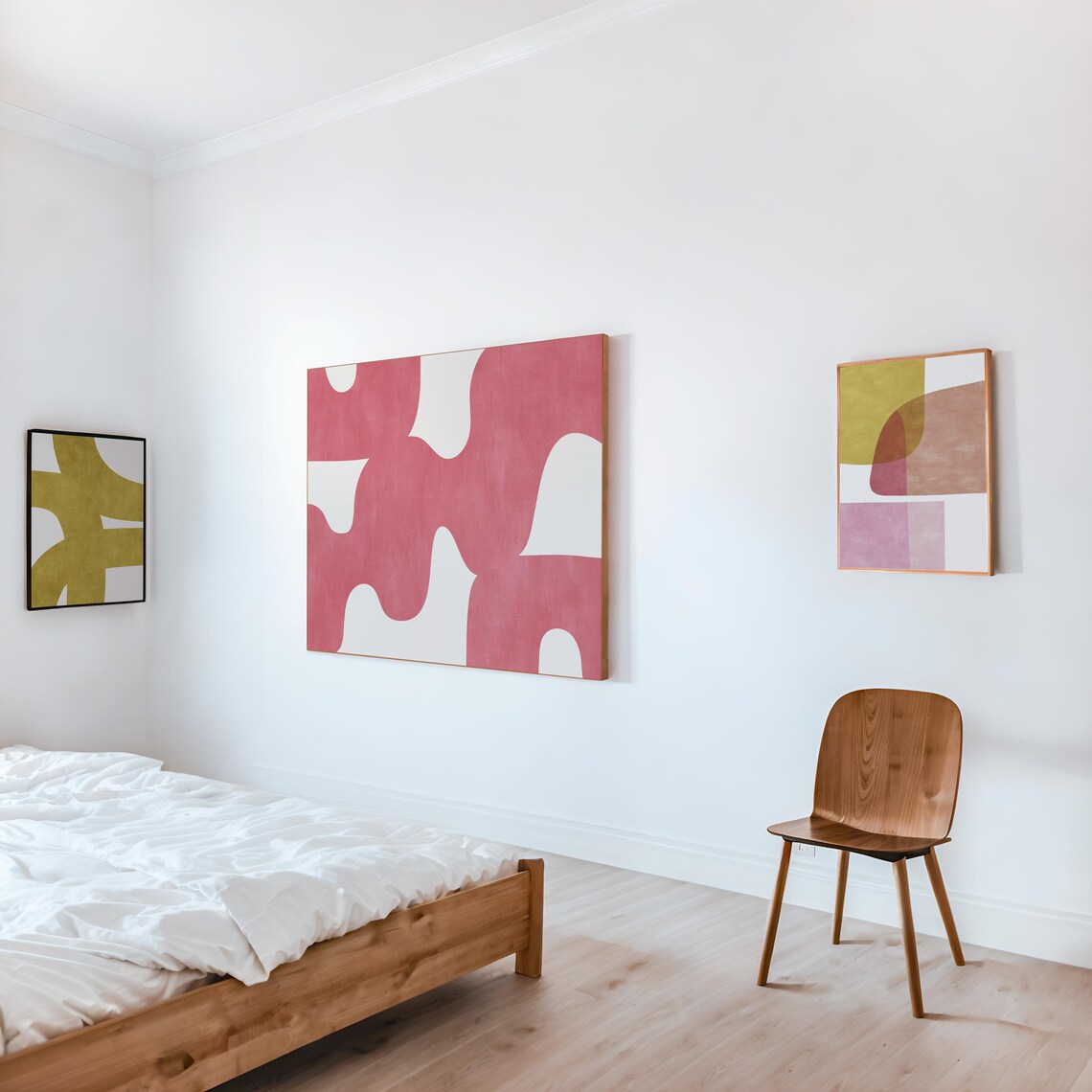 Midcentury Pink and Beige Minimalist Art Print - Image 2