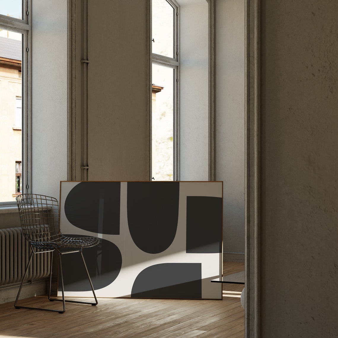 Abstract Black Cream Rounded Organic Shapes Modern Gallery Poster - Image 3