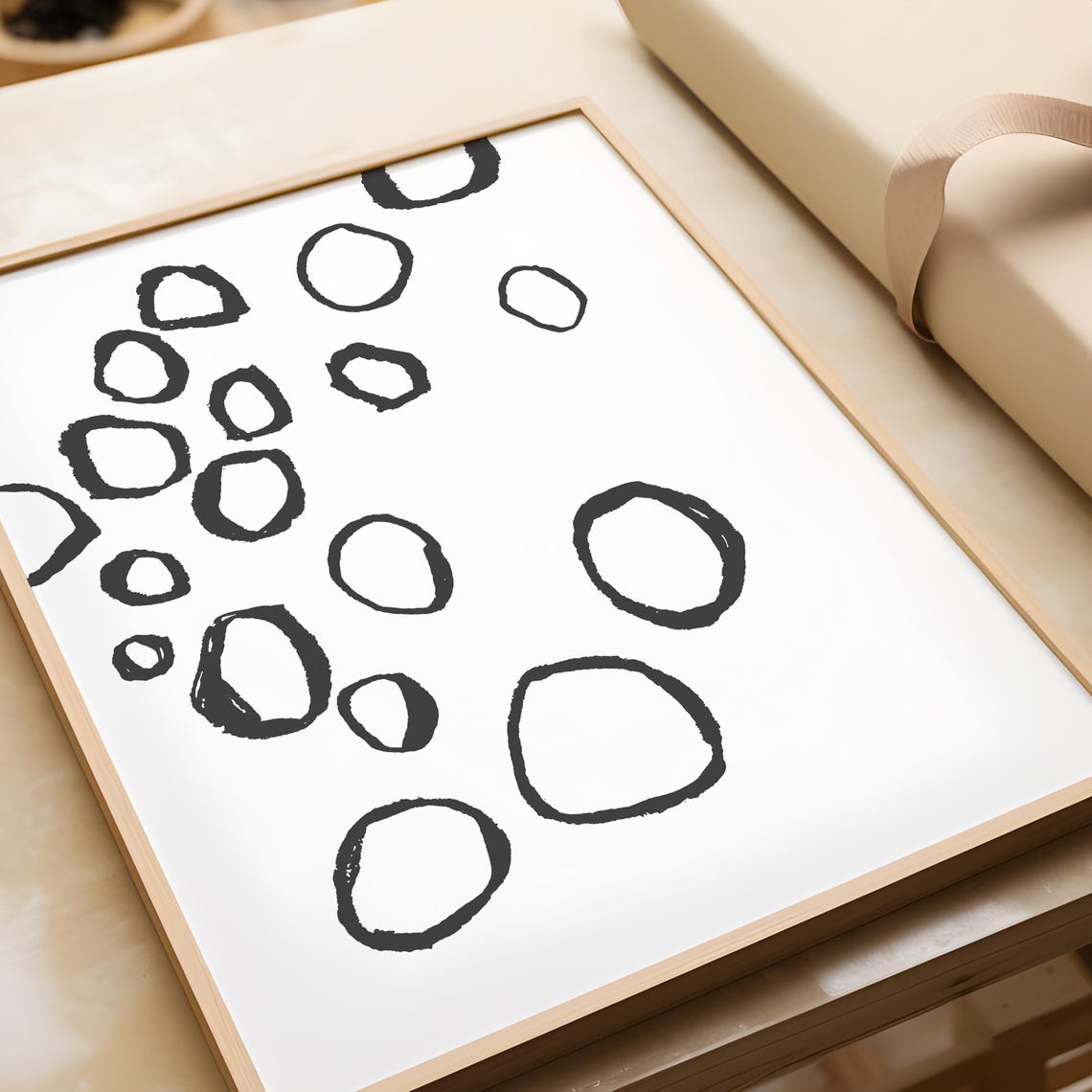 Scattered Hand Drawn Black Circles Organic Minimalist Art Poster - Image 2