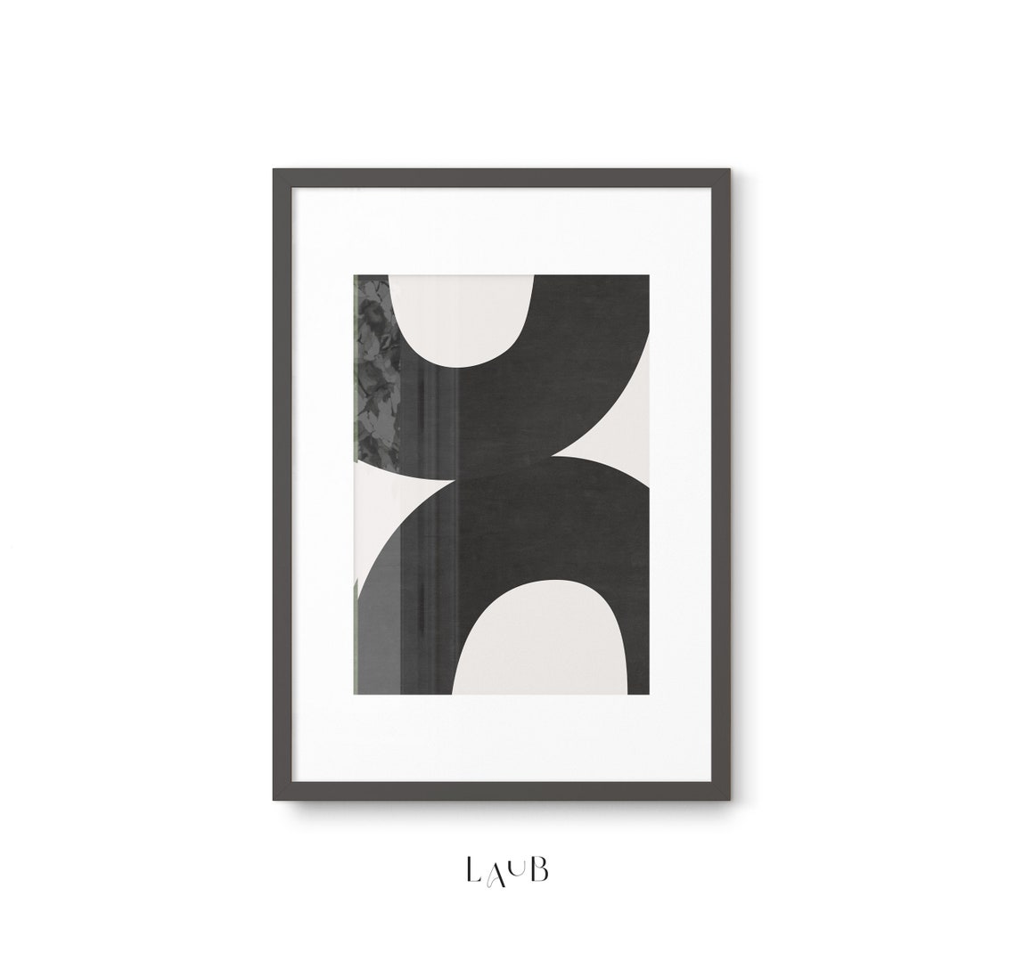 Black Arches on White Mid Century Geometric Abstract Wall Art - Image 2