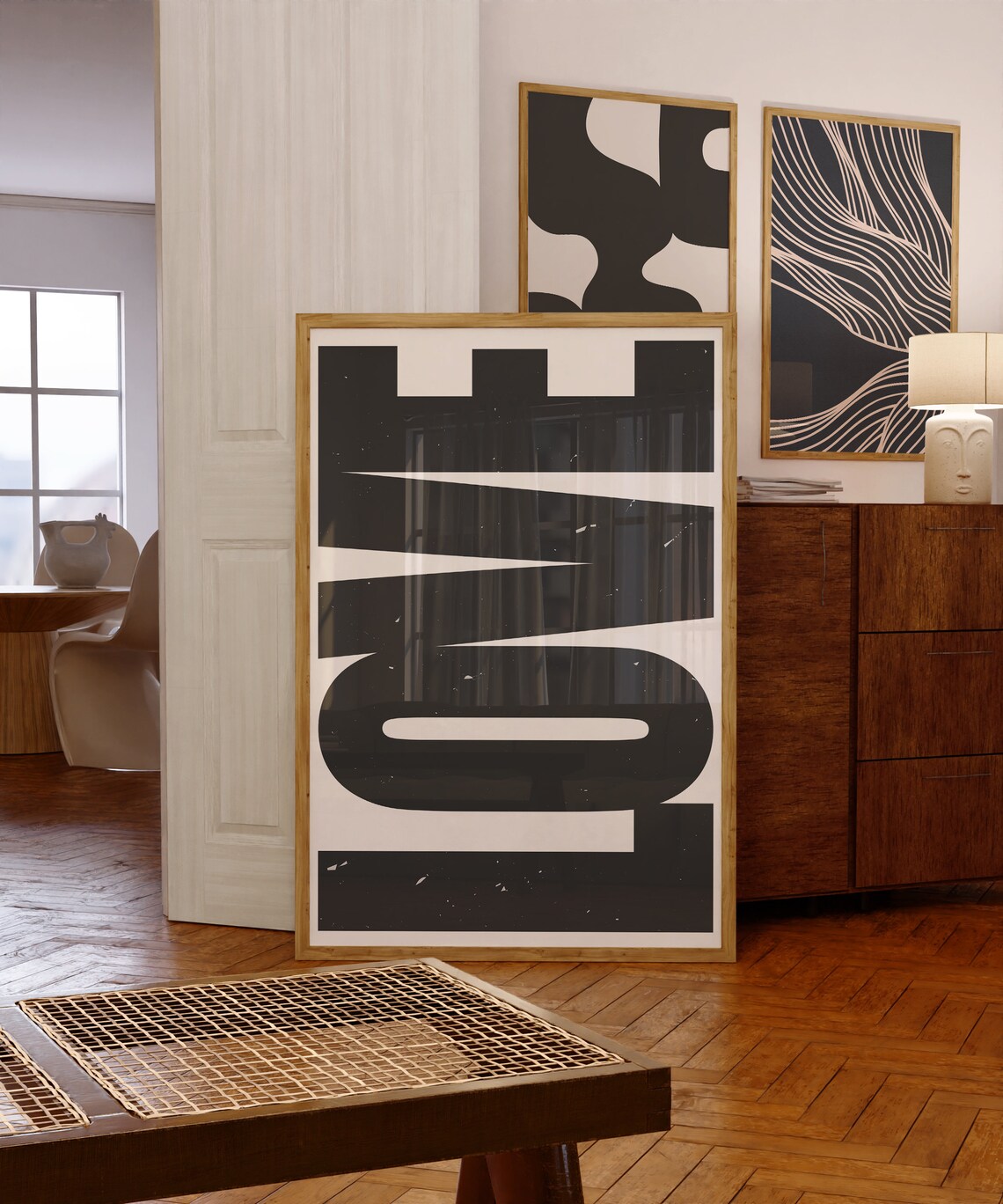 Love Modern Black And White Typography Art Print
