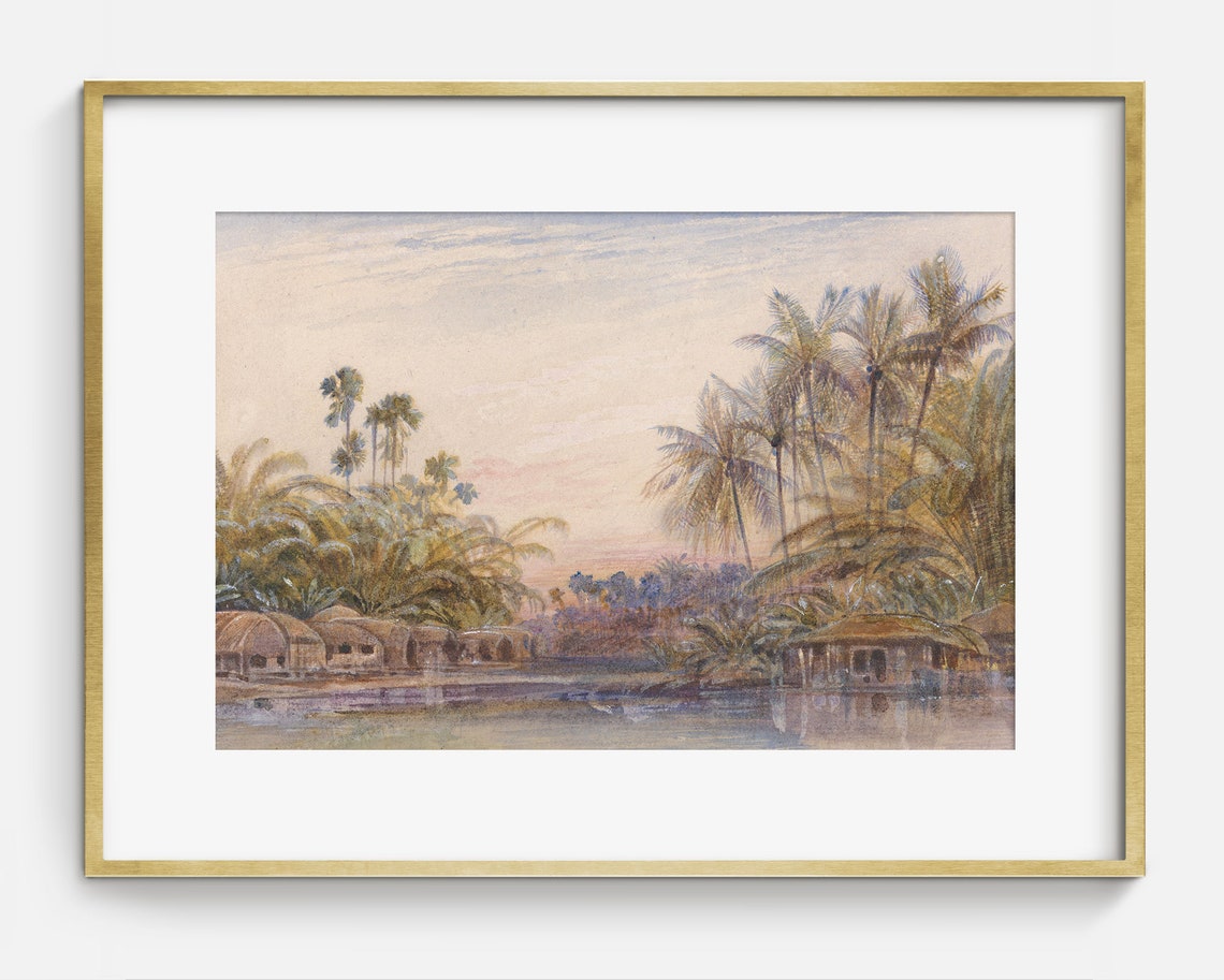 Vintage Tropical Landscape Art Antique Landscape Painting - Image 2