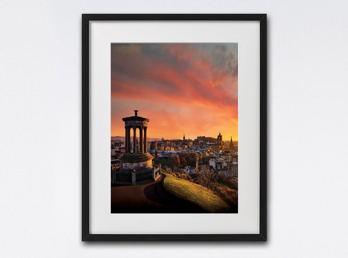 Edinburgh Skyline Art Print, Calton Hill Sunset