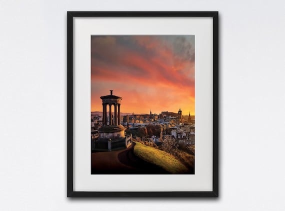 Edinburgh Skyline Art Print, Calton Hill Sunset