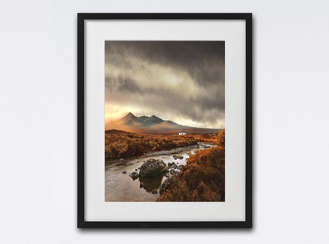 Sligachan River Isle of Skye Golden Scotland Landscape Poster
