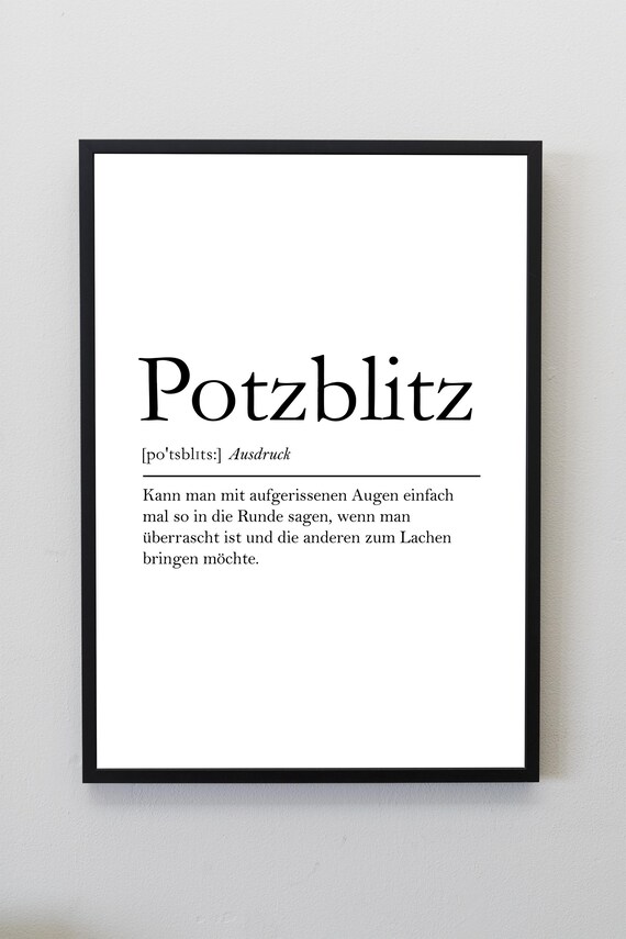 Potzblitz Funny German Exclamation Minimalist Typography Art Poster