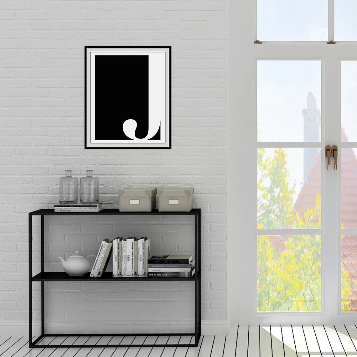 Monogram Initials Letter Black White Modern Gallery Wall Art Set - Image 2