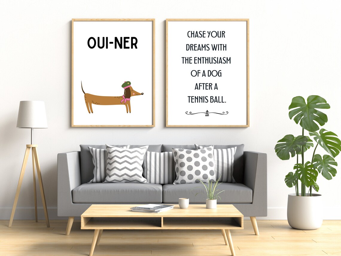 Chase Your Dreams Dog Phrase Print Tennis Quote Dog Love Gift Idea Minimal Dog Poster Cute Dog Art Cubicle Instant Dog Art - Image 3