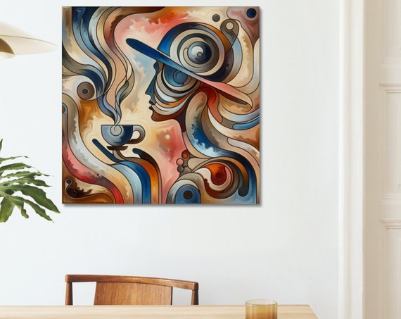 Coffee Time Wall Art Woman Drinking Coffee Art Modern Wall Decor Coffee Lover Gift Coffee Cup Wall Art Stretched 125