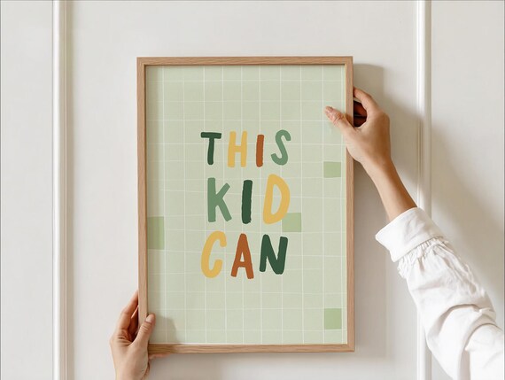 This Kid Can Nursery Wall Art Colorful Typography Kids Room Poster Boys Bedroom Decor Motivational Playroom Print