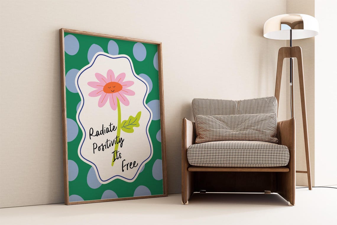Radiate Positivity Its Free Daisy Poster Green Polka Dot Quote