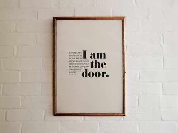 John 10 9 I Am The Door Bible Verse Print Christian Wall Decor Instant John 10 10 Scripture Home Decor Church Sunday School Art