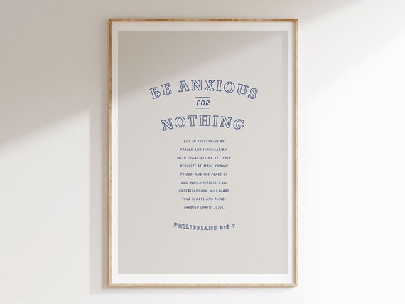 Be Anxious For Nothing Bible Verse Wall Art Philippians 4 6 Instant Retro Scripture Poster Do Not Be Anxious Poster For Home Blue
