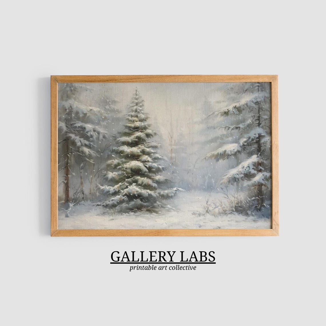 Snowy Lone Pine Winter Forest White Vintage Landscape Travel Poster - Image 3