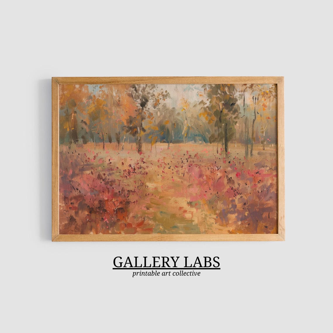 Autumn Wildflower Meadow Golden Trees Fall Landscape Art Print - Image 3