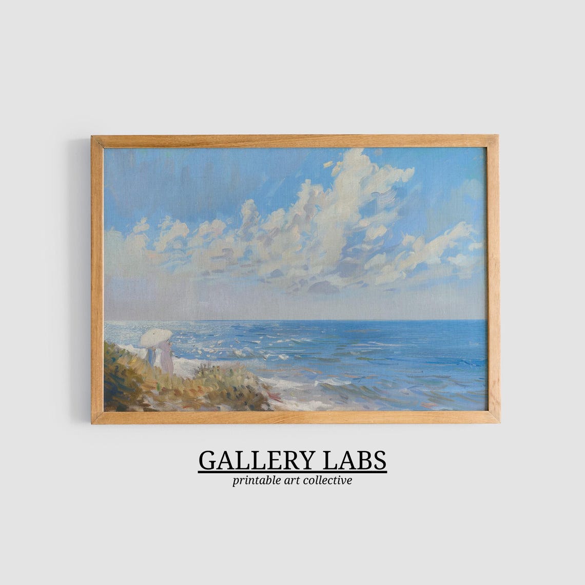 Vintage Blue Ocean Seascape Weathered Coastal Waves Art Print - Image 3