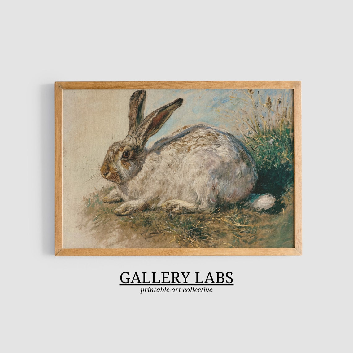 Vintage Hare Resting in Grass Classic Woodland Rabbit Art Print - Image 3