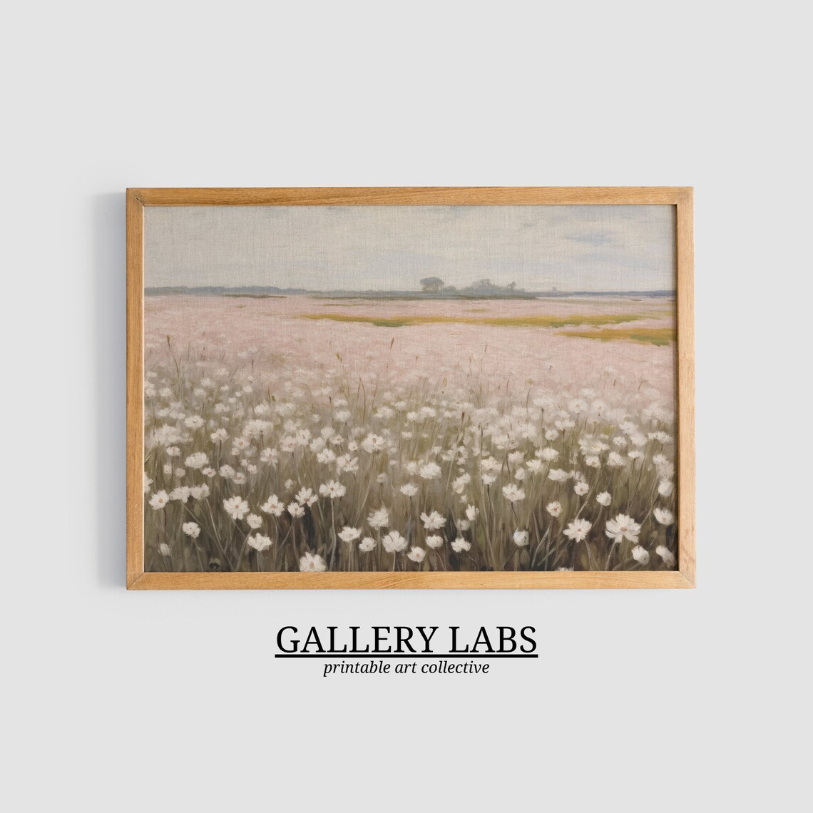 Pink Spring Meadow Art Print, Daisy Field Decor - Image 3