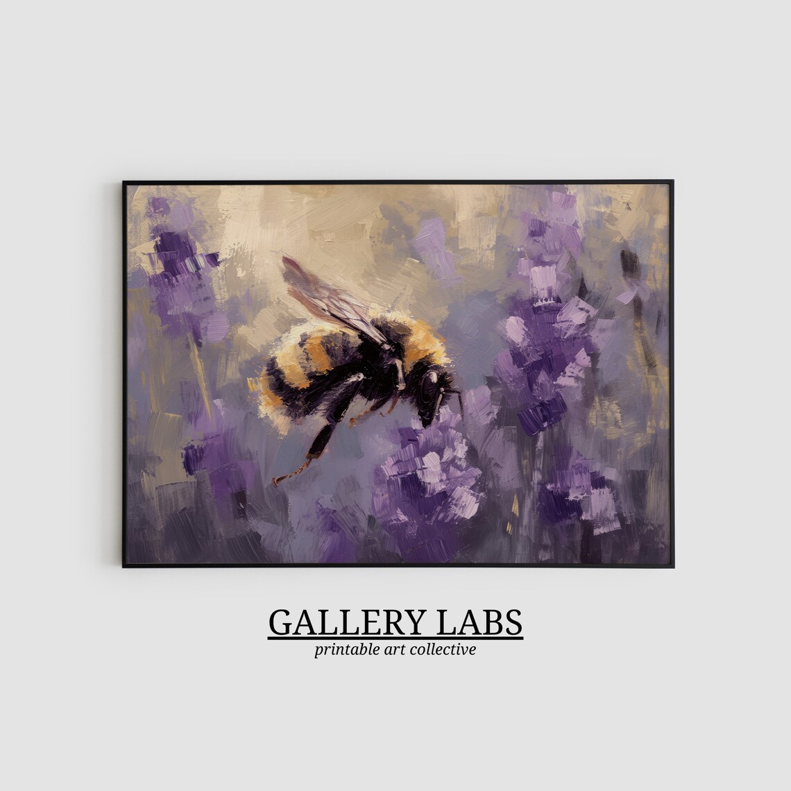 Bumblebee Floral Spring Lavender Art Print - Image 2