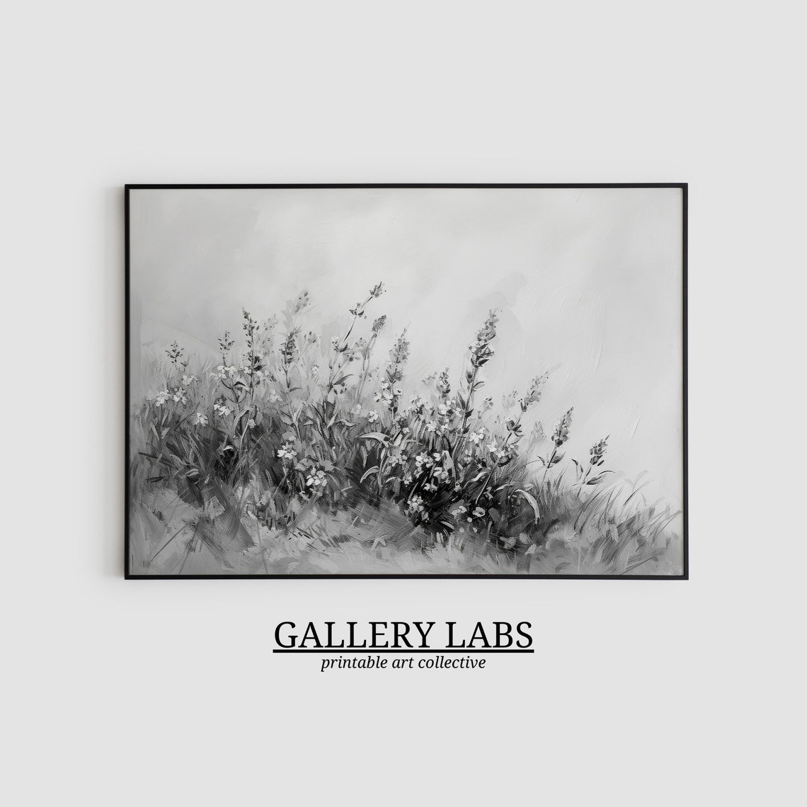 Black And White Wildflower Sketch Minimalist Botanical Poster - Image 2