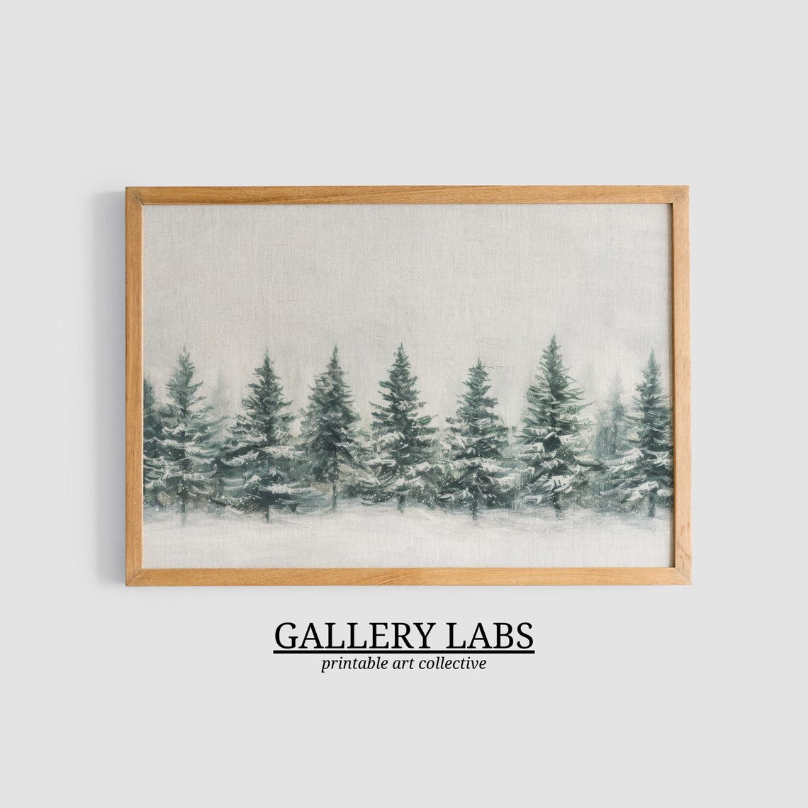 Misty Snowy Pine Forest Vintage Winter Farmhouse Travel Poster - Image 3