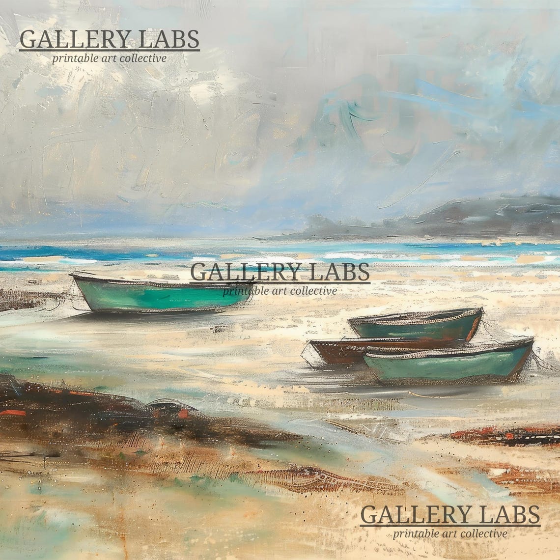 Vintage Nautical Ocean Horizon Calm Coastal Scene Wall Art Print - Image 4
