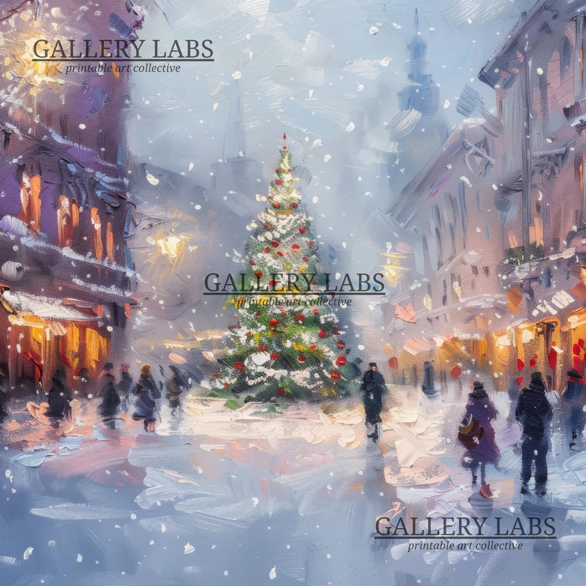Old Town Christmas Street Night Tree Warm Lights Crowd Travel Poster - Image 4