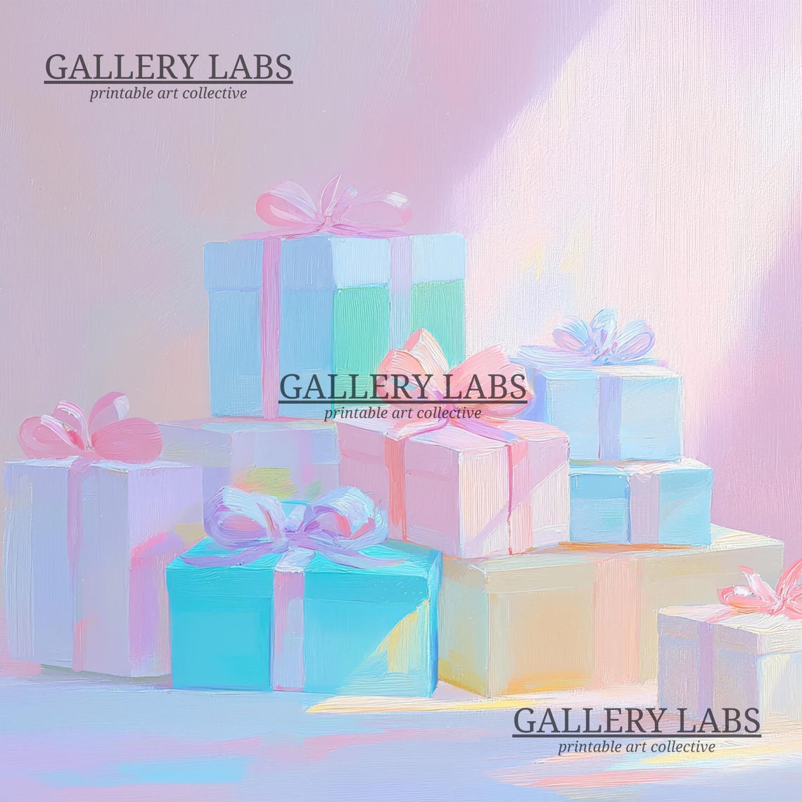 Pastel Pink Christmas Gifts Boxes Holiday Season Wall Art Print - Image 4