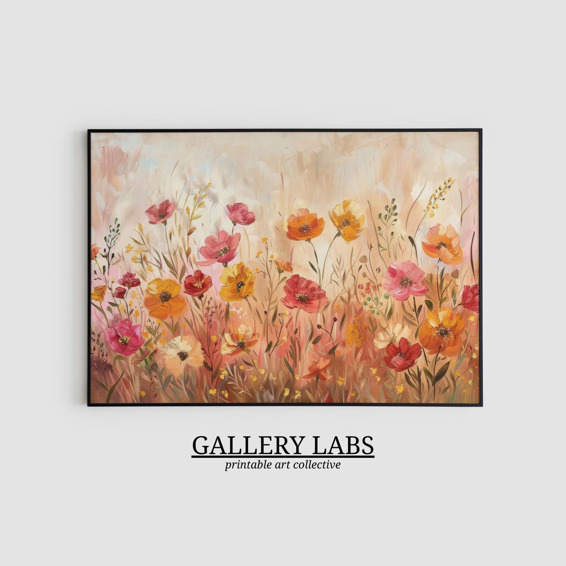 Fall Wildflower Field Golden Autumn Bright Meadow Scene Art Print - Image 2
