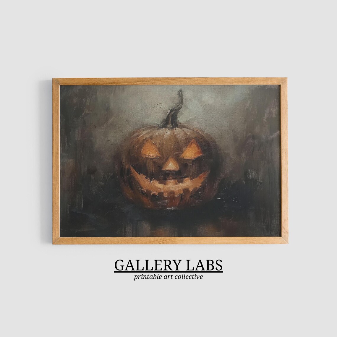 Jack O Lantern Glowing Pumpkin Night Painting Spooky Halloween Art Poster - Image 3