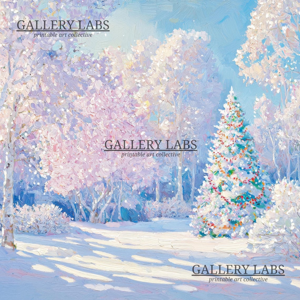Snowy Christmas Tree Forest Holiday Winter Scene Wall Art Poster - Image 4