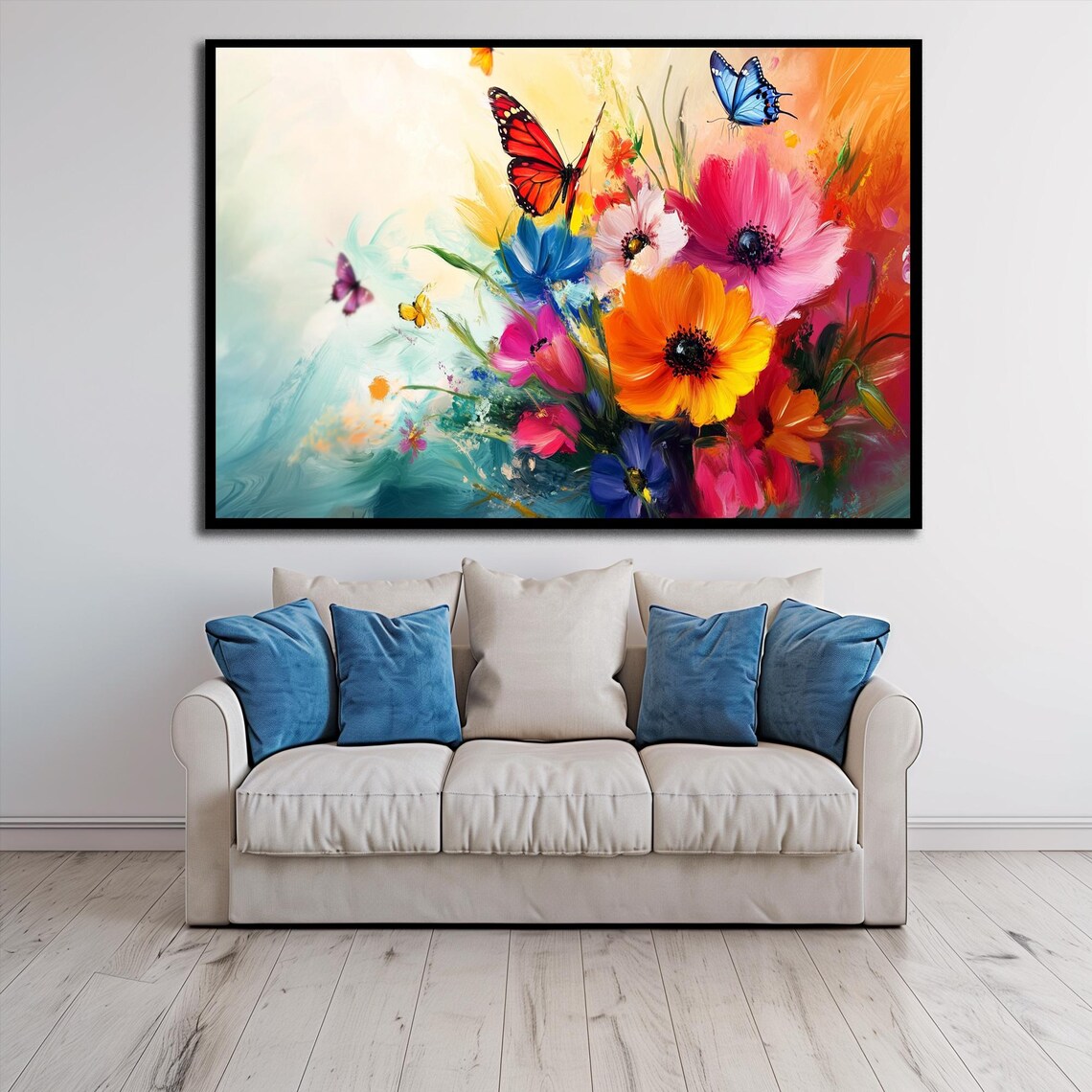 Colorful Wildflower Bouquet Butterflies Poppy Summer Art Poster - Image 3