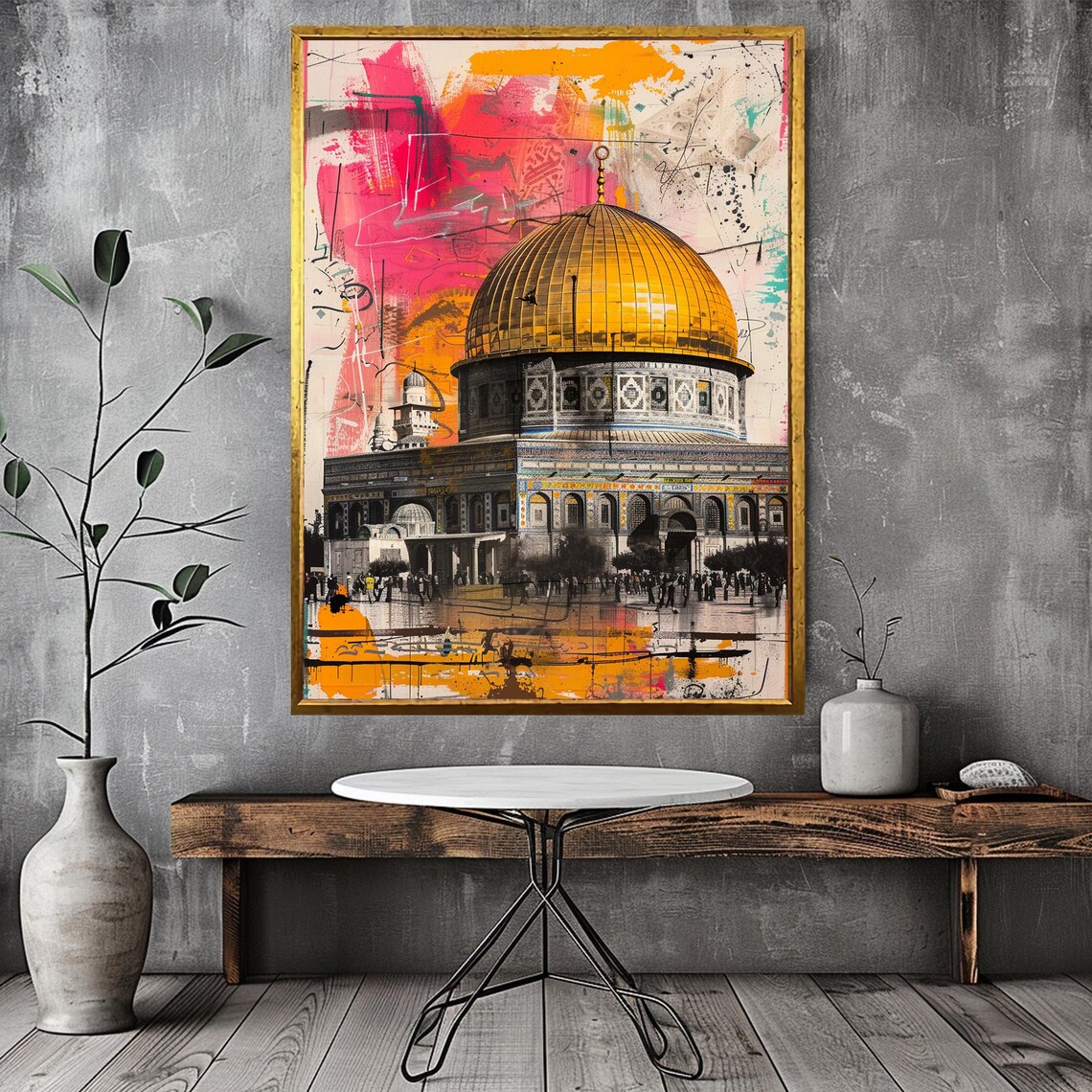 Dome of the Rock Golden Shrine Street Urban Pop Art Style Poster - Image 3