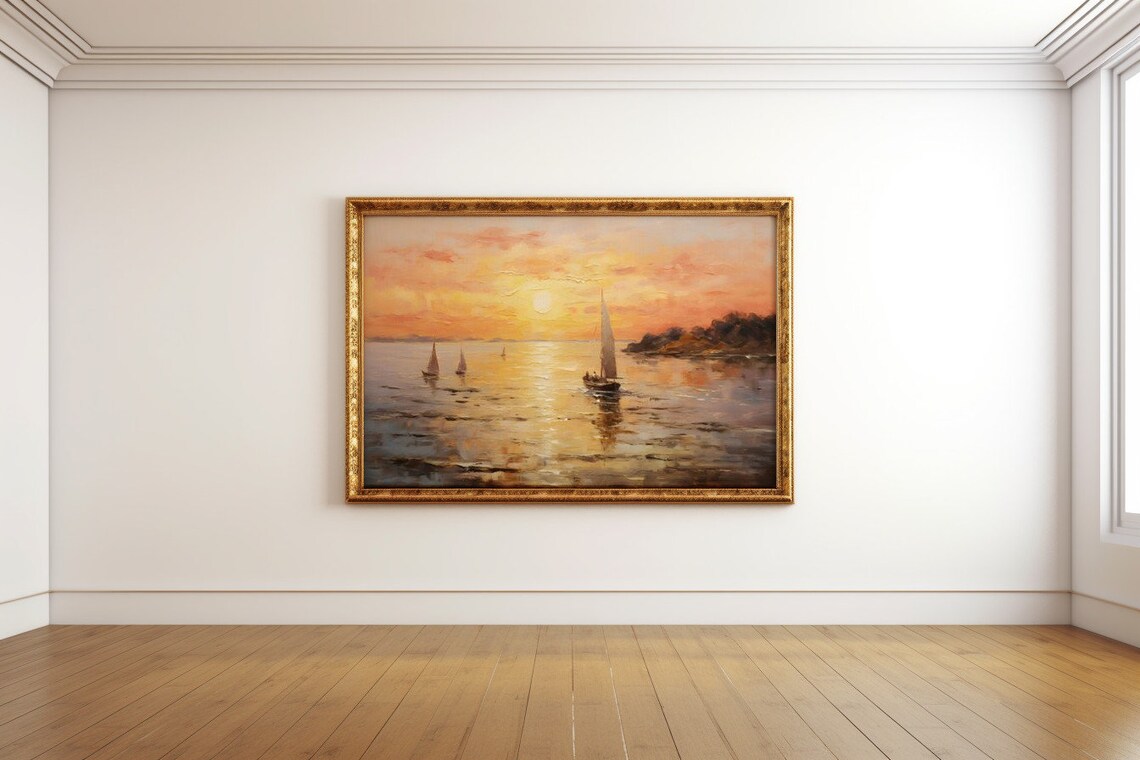 Sailing Into The Sunset Reflections On Water Antique Print - Image 3