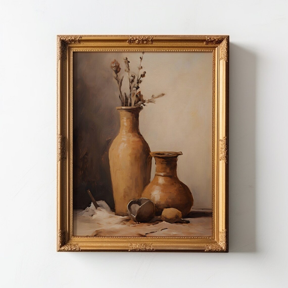 Still Life With Clay Vessels Antique Art Print