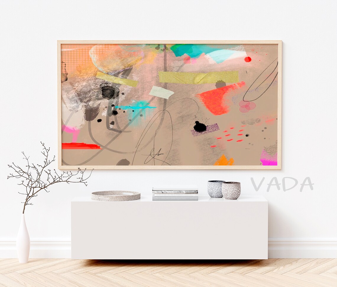 Beige and Orange Fruit Art Print for TV Decor