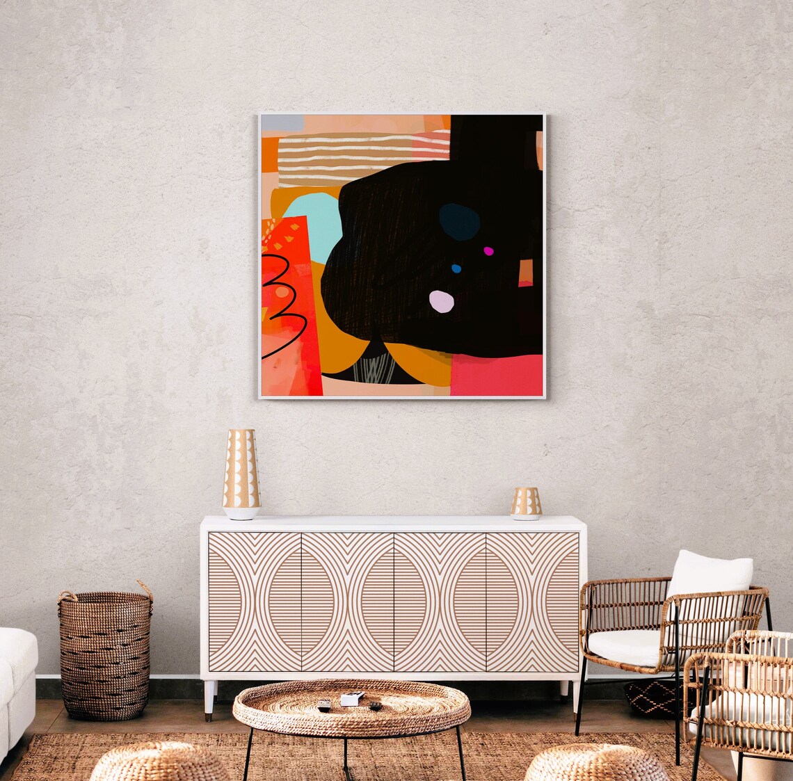 Modern Abstract Wall Art Black Orange Instant Painting Abstract Painting Print - Image 5