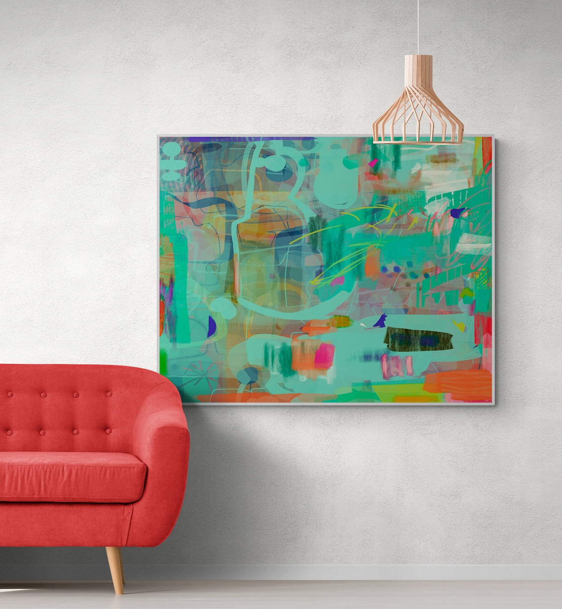 Colorful Abstract Painting Art Print, Modern Abstract - Image 2