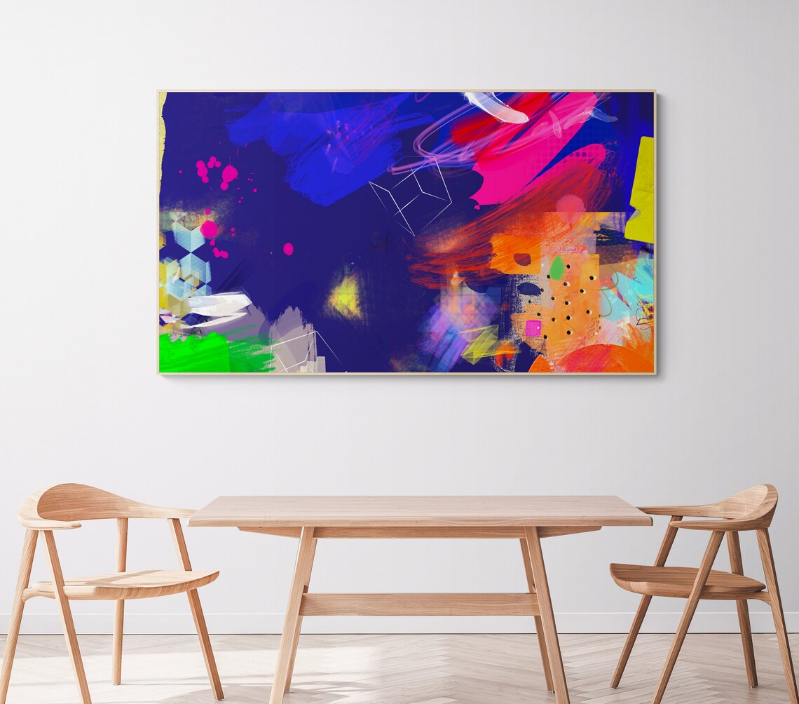 Frame TV Colorful Bright Blue Abstract Art Print - Image 2