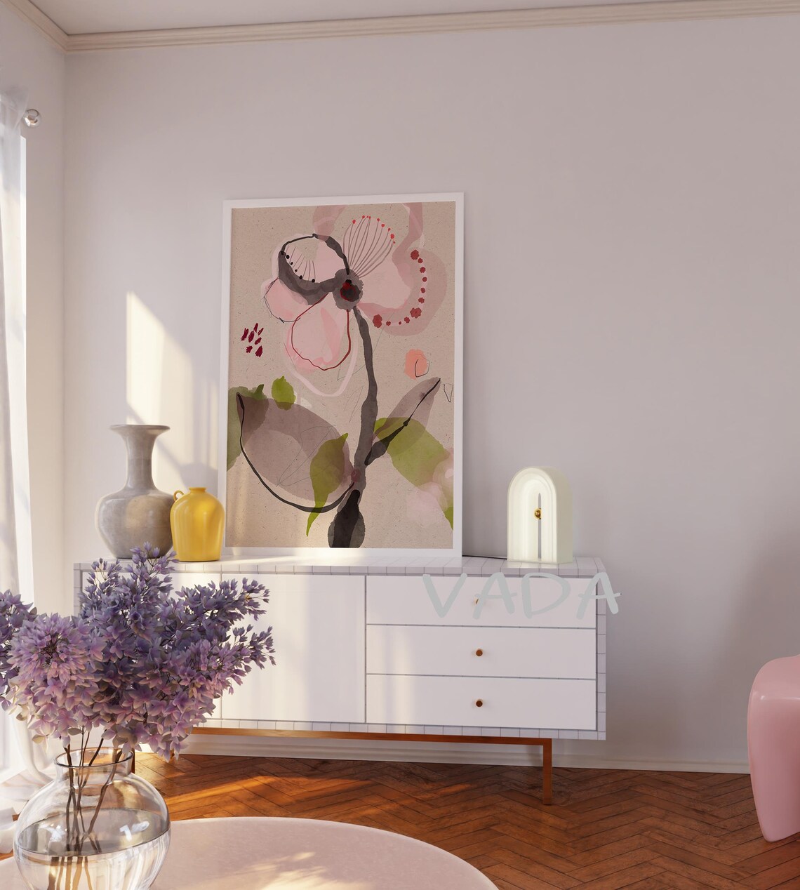 Pink Floral Watercolor Botanical Flower Art Print - Image 4