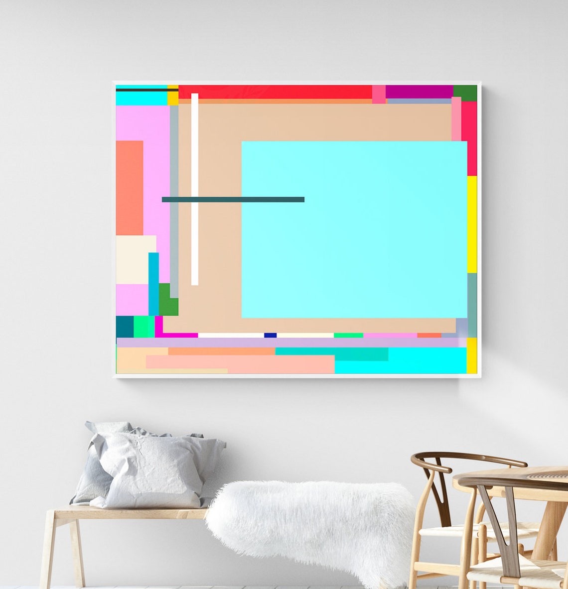 Light Blue Abstract Art Minimalist Wall Art Abstract Painting Geometric Modern Instant Wall Decor - Image 2
