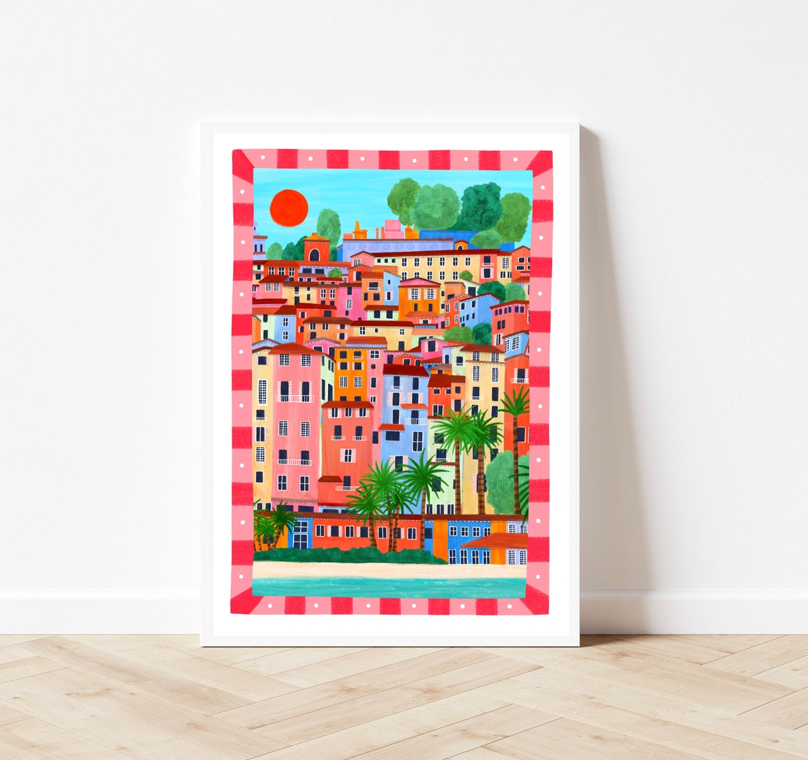 French Riviera Art Print Menton Art Print France Wall Art Travel Print Travel Poster France Art Print - Image 3